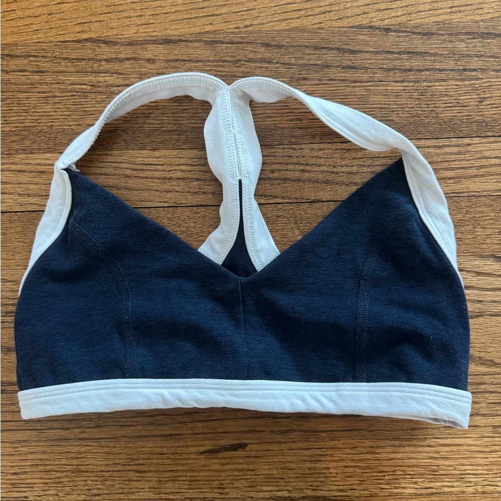 Beyond Yoga Navy and Cream Sports Bra